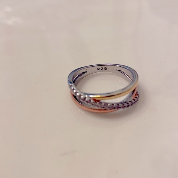 925 Stamped Tricolor CZ Ring And Matching Necklace - Picture 14 of 16